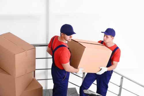 Removal team preparing for flat removals in Pinner