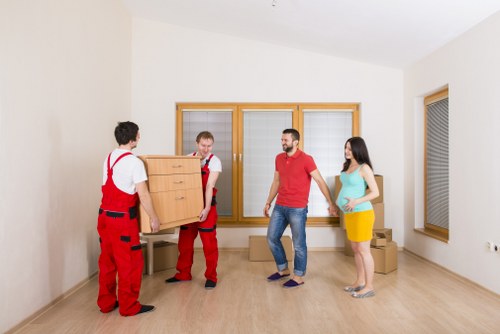 Packing supplies and labelled boxes for a Pinner house move