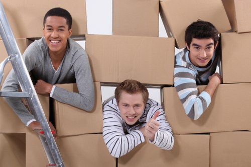 Professional moving van loaded with boxes and furniture in Pinner