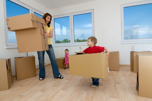 Commercial moving team handling office furniture in Pinner
