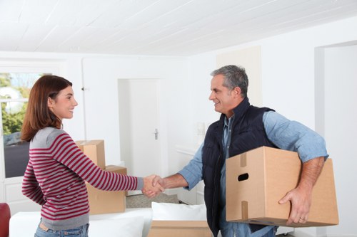 Furniture and boxes prepared for transport in a Pinner move