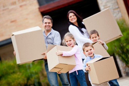 Packed student belongings prepared for removals in Pinner