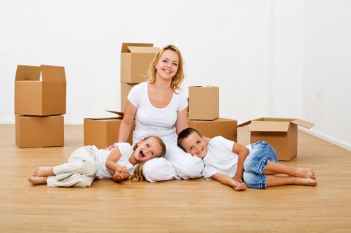 Packed moving boxes ready for a Pinner flat relocation